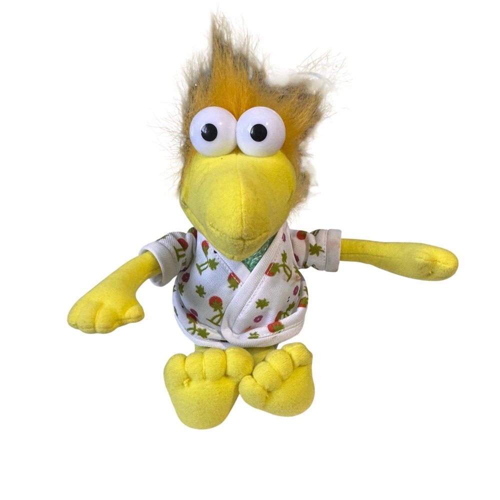 Vintage Jim Henson Fraggle Rock Wembley Plush Stuffed Toy Yellow Palm Tree Shirt
